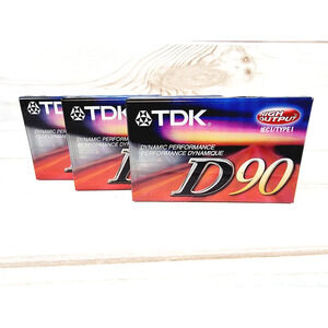 TDK D90 High Output 90 Minute Blank Audio Cassette Tapes Lot of 3 New/Sealed